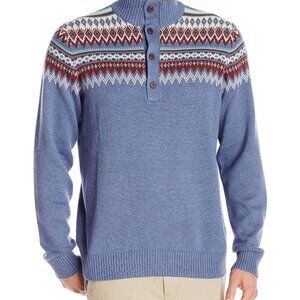 21. Izod Men's Sweaters Izod Large Saltwater Harbor Fairisle Sweater Henley Neck